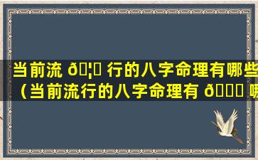 当前流 🦟 行的八字命理有哪些（当前流行的八字命理有 🕊 哪些特征）